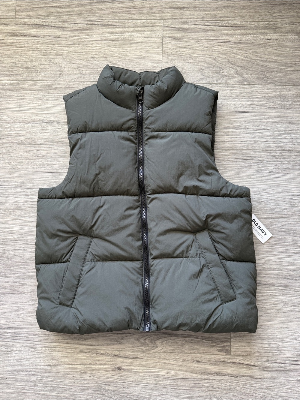 Old Navy Kids Olive Green Quilted Puffer Vest